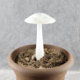 #04122429 GLOW IN THE DARK mushroom on glass stake 7''H x 4''W $80