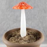 #04122417 GLOW IN THE DARK mushroom on glass stake 7.5''H x 4''W $80