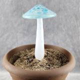 #04122418 GLOW IN THE DARK mushroom on glass stake 7''H x 4''W $80