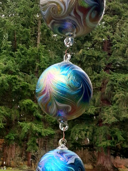 #12152436 four ball hanging sculpture Xlg 7'' Lg 6'' Med 5'' Sm 3.75'' 34.5'' Long $300.00