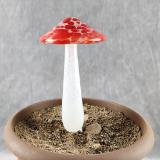 #04122407 GLOW IN THE DARK mushroom on glass stake 7''H x 4''W $80