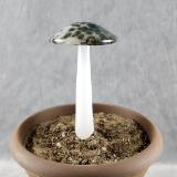 #04122435 GLOW IN THE DARK mushroom on glass stake 7''H x 4''W $80