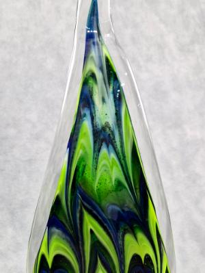 #02072612 Solid Glass Sculpture SeaHawks 12th Man sound wave design 12.5''HX4.25''WX3.5''B $175.00