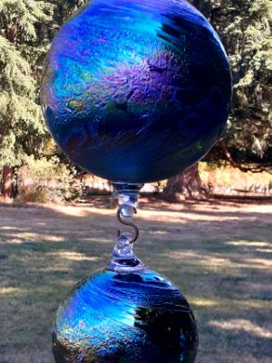 #080925056 Three Hanging Ball Sculpture Iridised Lg-6.25'' Med-5.18'' Sm-3.5'' 22''Long $180.00
