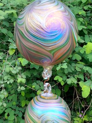 #05192501 3 Ball Hanging Sculpture Starry Night design Iridised LG-6.5'' Med-5'' Sm-3.75'' $250.00