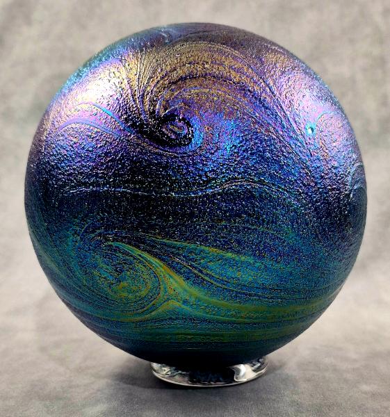 #09012604 Glass Float Starry Night Design Iridized 6.25''  $80.00