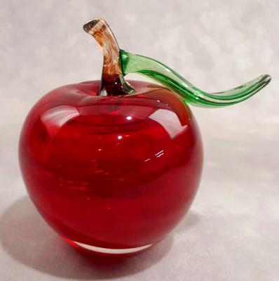 #11152503 Red Apple with stem and leaf 4''HX4''W $90.00