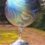 #07302514 Three Hanging Ball Sculpture Starry Night Design Iridised Lg-7'' Med-6'' Sm-4.5'' Long-25'' $200.00