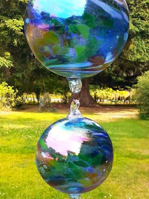 #07042512 Four Hanging Ball Sculpture Iridised  Lg-8'' Med-6.25'' Sm-5'' Xsm-3.5'' 33'' Long $250.00