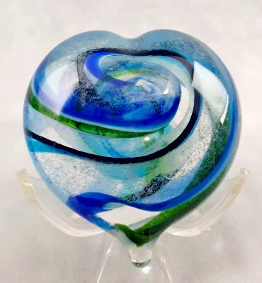 #10242513 Heart solid Glass Glow in Dark 3.18'' X 3.25''  $85.00