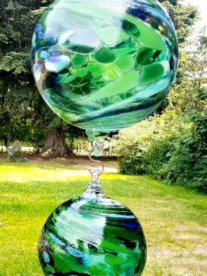 #07042508 Three Hanging Ball Sculpture Lg-6.75'' Med-5.25'' Sm-4'' 23''Long $180.00