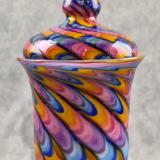 #07022608  Jar with lid Rainbow feather twist 10.5''HX5.5''W $300.00