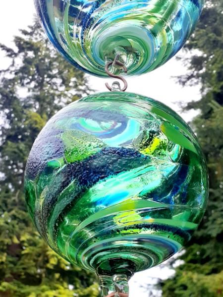 #07042508 Three Hanging Ball Sculpture Lg-6.75'' Med-5.25'' Sm-4'' 23''Long $180.00