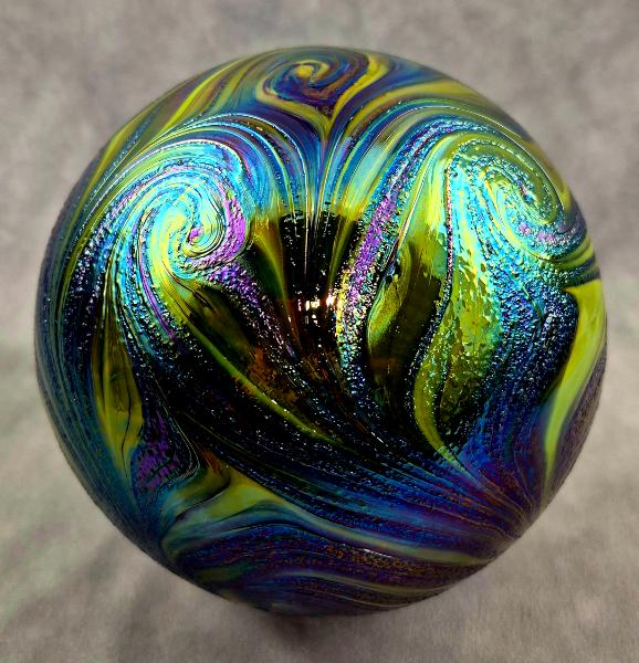 #09012602 Glass Float Starry Night Design 6'' Iridized $80.00